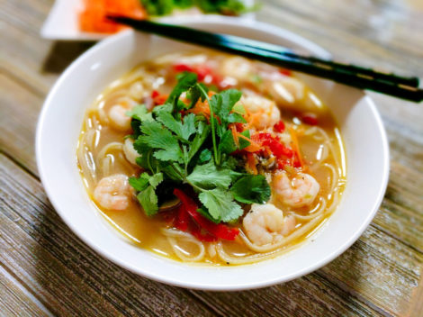 Healthy Spicy Shrimp Pho - Clean Eating - 90/10 Nutrition